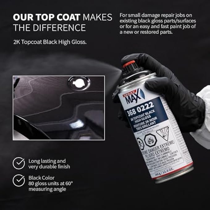 Spray max سبراي ماكس 3680222، طلاء نهائي أسود لامع عالي الجودة - Image 5